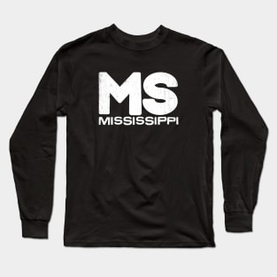MS Mississippi State Vintage Typography Long Sleeve T-Shirt